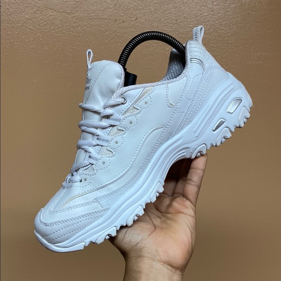 Skechers D’Lites White Cream Silver Sneakers - Picture 7 of 16